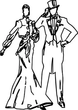 Ladies and gentlemen 19th century fashion Stock Illustration