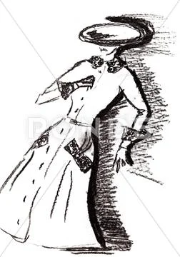 Ladies demi-season coat in 30th years Stock Illustration