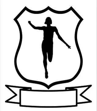 Ladies long jump shield Stock Illustration