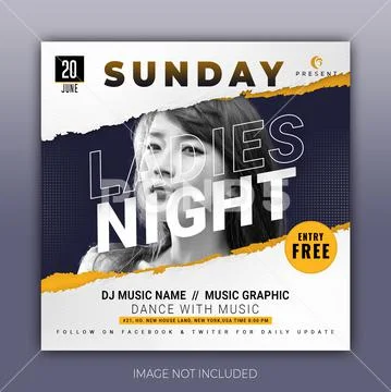 Ladies night modern event flyer or dj party template PSD Template