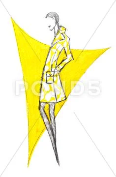Ladies short demi-season coat Stock Illustration
