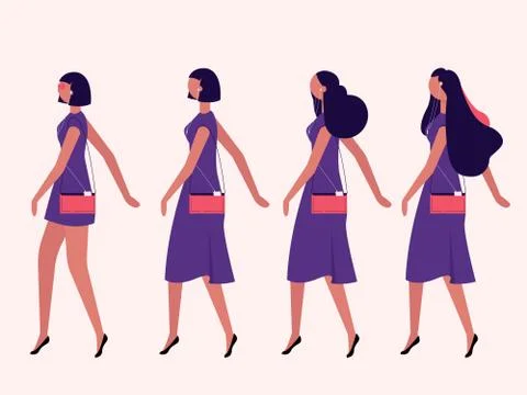 Ladies walking flat Stock Illustration