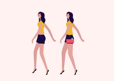 Ladies walking flat Stock Illustration