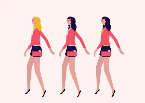 Ladies walking flat Stock Illustration