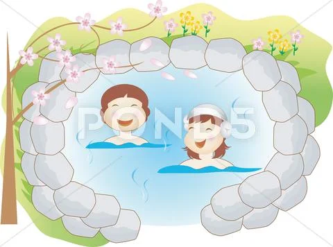 Ladies in water spa Stock Illustration