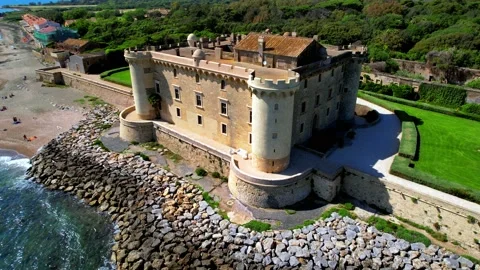 Ladispoli medieval castle on the beach, Italy , Lazio Stock Footage 201749853