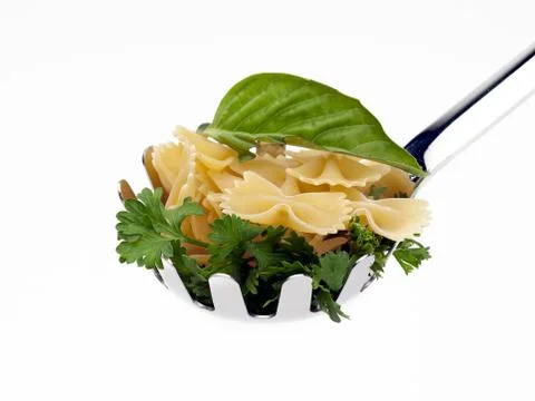 Ladle filled with pasta Stock Photos