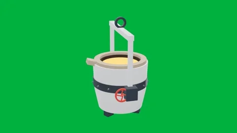 Ladle foundry 3d loop green screen Stock Footage 342913812