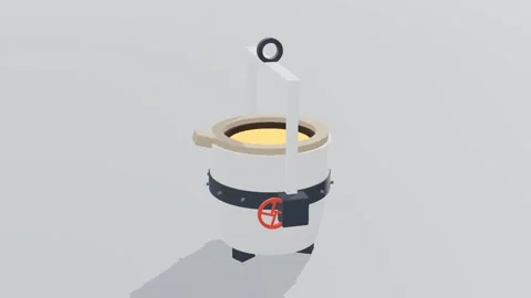 Ladle foundry 3d loop white background 3D animation seamless loop Stock Footage 341849357