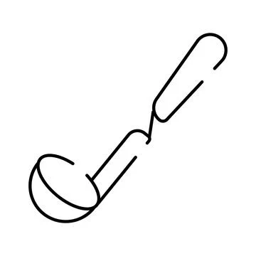 Ladle kitchen tool outline for cooking and serving Stock Illustration