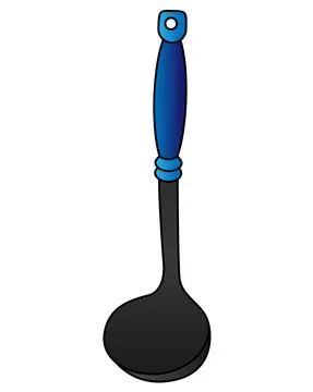 Ladle - large serving spoon - vector full color picture. Illustrazione stock