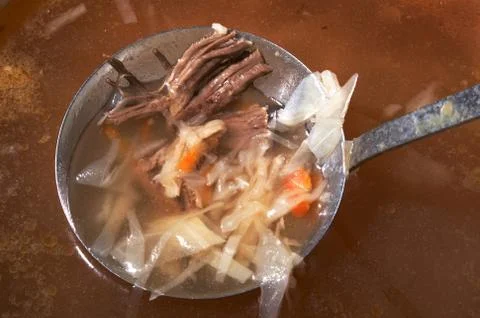Ladle with meat Stock Photos