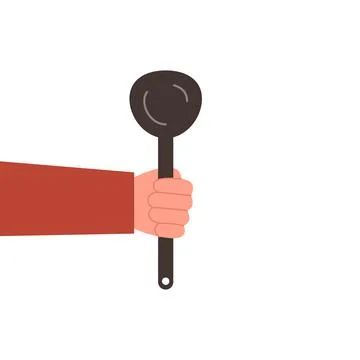 Ladle vector iconLadle in hand, vector illustration on white background Stock Illustration