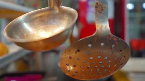 Ladles used in the kitchen Stock Footage 295401631