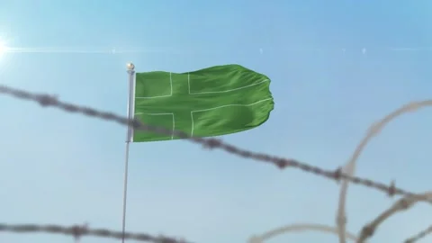 Ladonia flag behind border 스톡 동영상 137426838