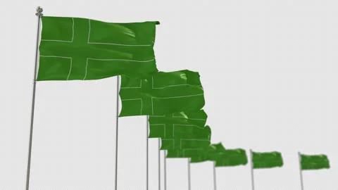 Ladonia Row Of Flags Animation Include Alpha Channel  Video stock 163280606