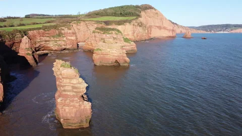 Ladram Bay Rocks and Cliffs in Devon in England Stock Footage 145933145