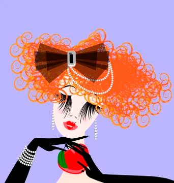 Lady and apple Stock Illustration