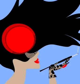 Lady and cigarette Stock Illustration