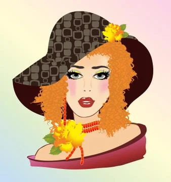Lady Autumn in a hat Illustrazione stock