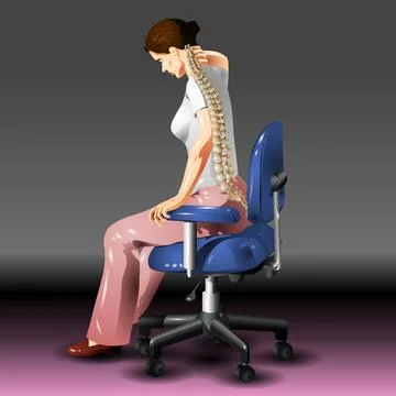 Lady with back Ache - Lower back pain Stock Illustration