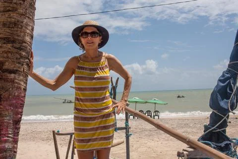Lady at the Beach in Combuco Stock Photos