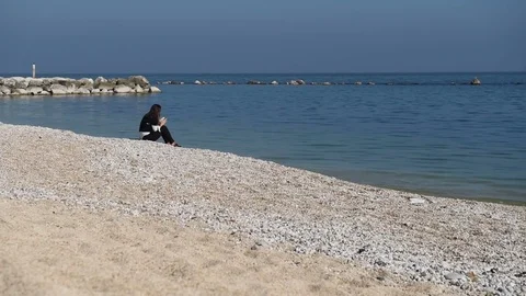 Lady on the beach Stock Footage 78331282