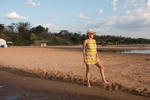 Lady at the Beach Stock Photos