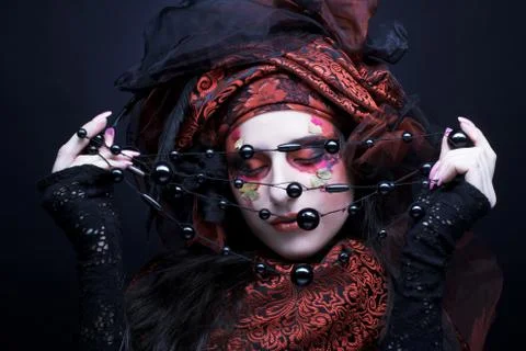 Lady with beads Stock Photos