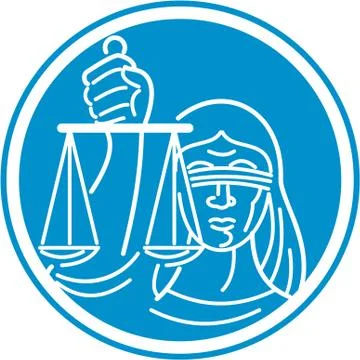 Lady blindfolded hold scales justice circle Stock Illustration