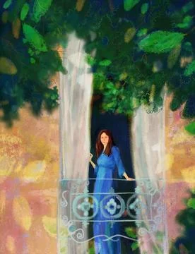 Lady in blue Stock Illustration