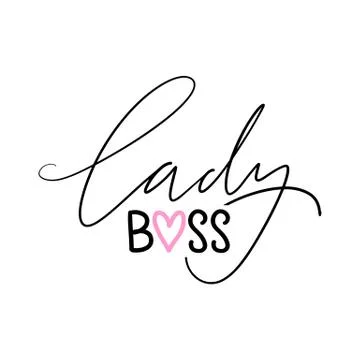 Lady Boss Vector poster. Brush calligraphy. Feminism slogan with Handwritting Stock Illustration