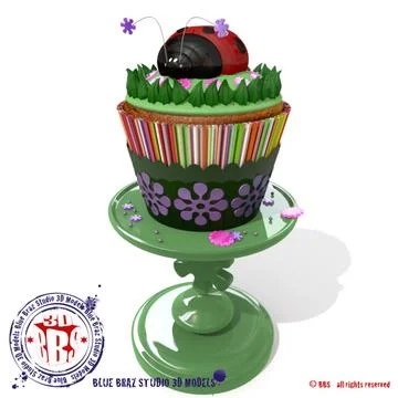 Lady bug cupcake 3D Model