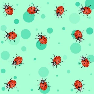 Lady bug cute pattern Stock Illustration