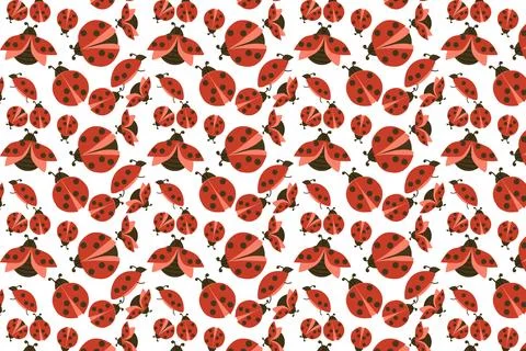 Lady bug pattern vector, cute ladybug background Ilustración de archivo