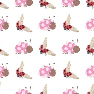 Lady bug seamless pattern Stock Illustration
