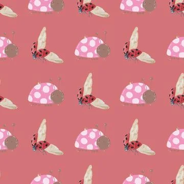 Lady bug seamless pattern Stock Illustration