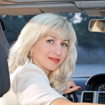 Lady in a car Stock Photos
