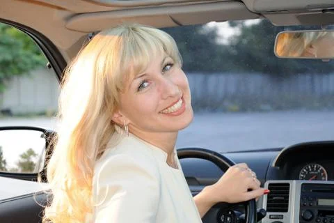 Lady in car Stock Photos