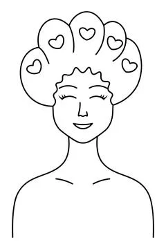 Lady with chubby cheeks in a bathing cap decorated with hearts Stock Illustration