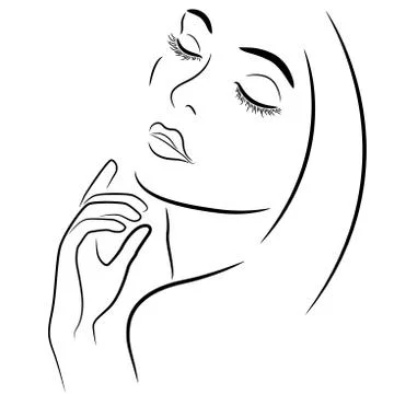 Lady with closed eyes Stock Illustration