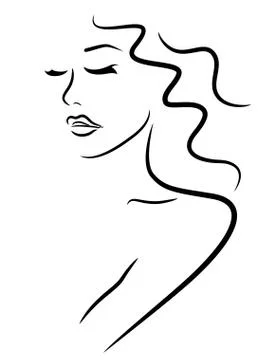 Lady with closed eyes Stock Illustration