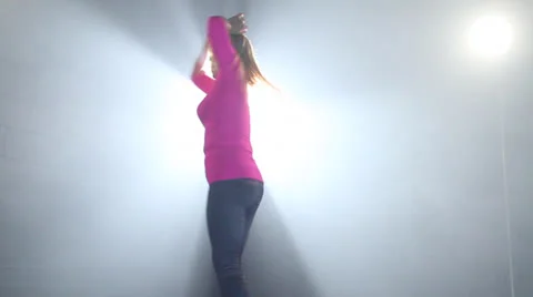 The Lady continuously twirling and jumping Video stock 22839697