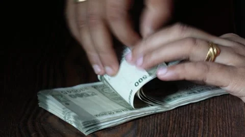 A lady is counting currency notes Stock Footage 314612861