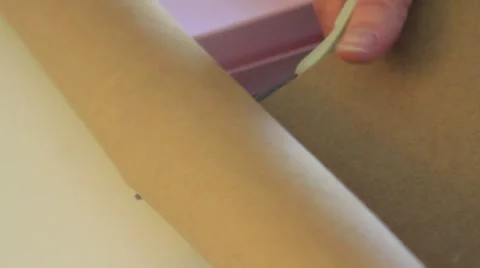 Lady Cutting Paper Stock Footage 1184599