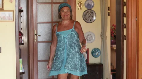 Lady dances in a house Stock Footage 134742686
