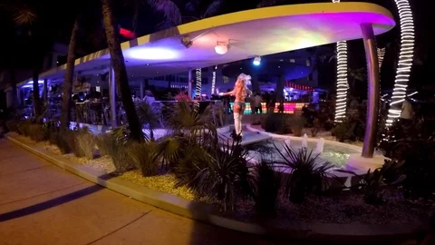 Lady dancing in miami strip Stock Footage