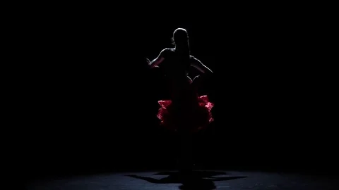Lady dancing passionate latin dance, silhouette. Slow motion Stock Footage 69797261