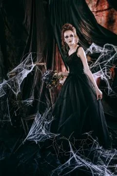 Lady in dark interior Stock Photos