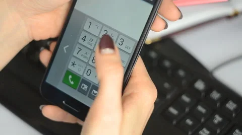 Lady dialing samart phone Stock Footage 59662887